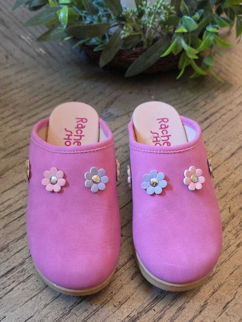 Rachel Pink Flower Slip-On Clogs for Kids Size 13 NWOT